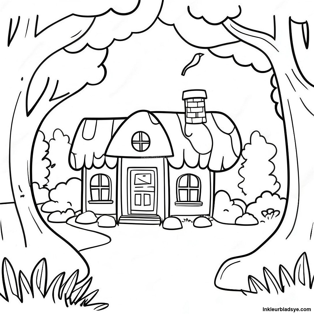 Gratis afdrukbare Betowerende Cottagecore Woud Inkleurblad inkleurblad uit die Verskeie-versameling — swart-en-wit omtrektekening vir kinders en volwassenes.