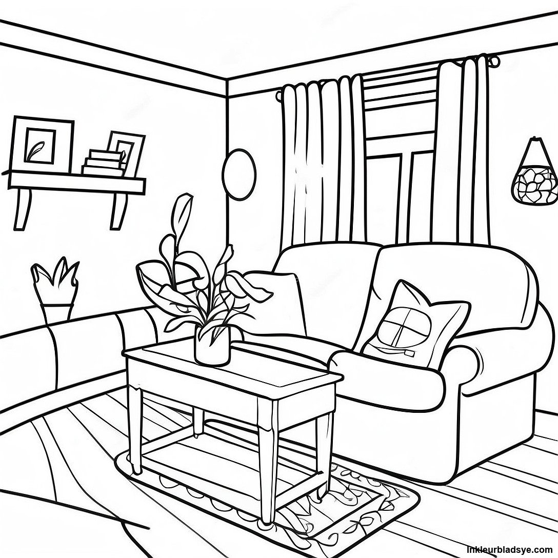 Gemoedelike Cottagecore Binnevertrek Inkleurblad 39642 8661