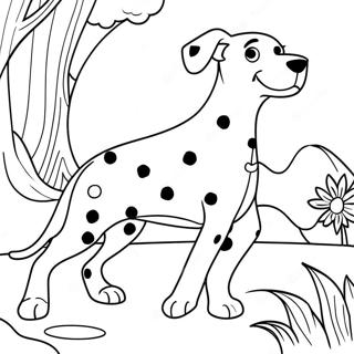 Gespekte Dalmatiese Hond Wat Speel Inkleurblad 100037-38709