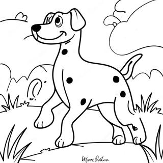 Gespekte Dalmatiese Hond Wat Speel Inkleurblad 100037-38710