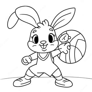 Cute Lola Bunny Wat Basketbal Speel Inkleurblad 100293-38909