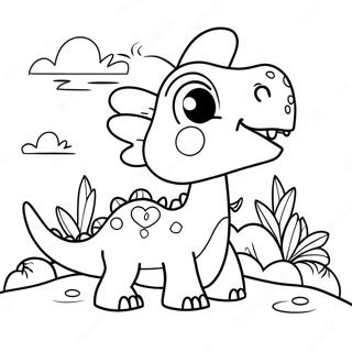 Gelukkige Dinosaurus In Liefde Inkleurblad 100321-38939