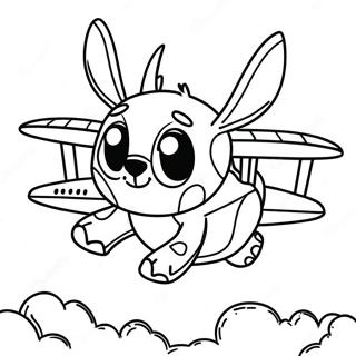 Avontuurlike Stitch Wat N Vliegtuig Vlieg Inkleurblad 1009-1298