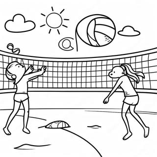 Strand Volleybal Speletjie Inkleurblad 101192 39622