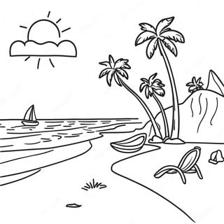 Sonbeskinnige Kalifornie Strand Toneel Inkleurblad 102683-40880