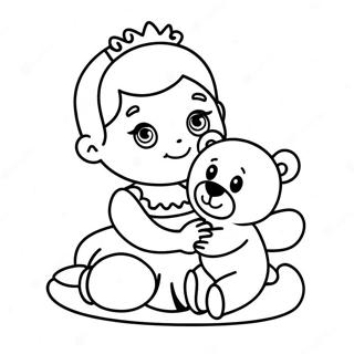Speelse Baba Prinses Met Teddybeer Inkleurblad 102916-41067