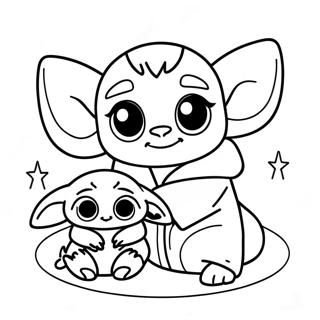Avontuurlike Stitch En Baby Yoda Inkleurblad 103789-41744