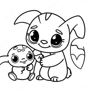 Gelukkige Stitch En Baby Yoda Inkleurblad 103791-41750