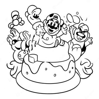 Mario En Vriende Verjaardag Partytjie Inkleurblad 103893-41823