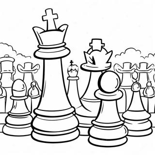 Reusagtige Skaakstukke In Die Park Inkleurblad 104332 42169
