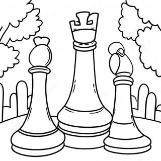 Reusagtige Skaakstukke In Die Park Inkleurblad 104332 42170
