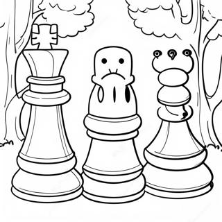 Reusagtige Skaakstukke In Die Park Inkleurblad 104332 42172