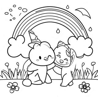 Speelse Rainbow Friends Red Toneel Inkleurblad Inkleurbladsye