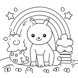 Speelse Rainbow Friends Red Toneel Inkleurblad Inkleurbladsye