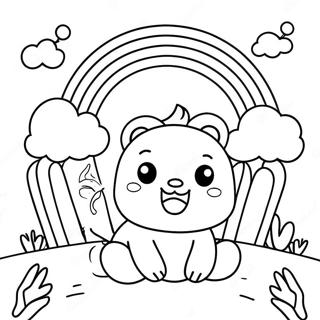 Speelse Rainbow Friends Red Toneel Inkleurblad Inkleurbladsye