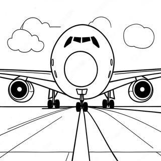 A380 Vliegtuig Op Die Landingsbaan Inkleurblad 105564-43134