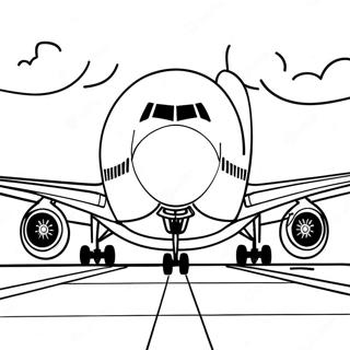 A380 Vliegtuig Op Die Landingsbaan Inkleurblad 105564-43135