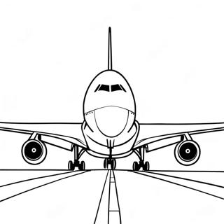 A380 Vliegtuig Op Die Landingsbaan Inkleurblad 105564-43136