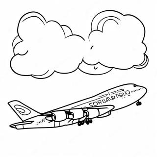 A380 Vliegtuig Met Wolke Inkleurblad 105565-43137