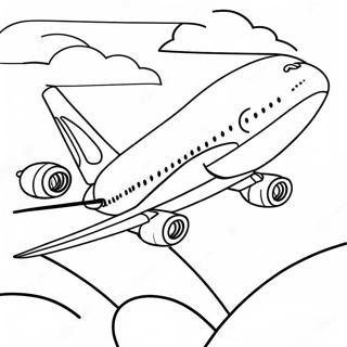 A380 Vliegtuig Met Wolke Inkleurblad 105565-43139