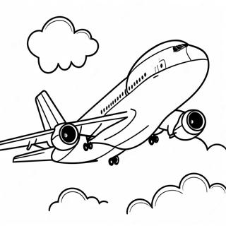 A380 Vliegtuig Met Wolke Inkleurblad 105565-43140