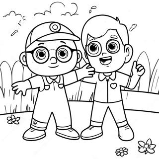 Blippi En Meekah Speel In Die Park Inkleurblad 105589-43155