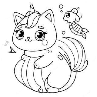 Schattige Eenhoorn Kat Meermin Inkleurblad 106746-44055