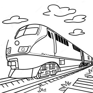 Amtrak Trein By Sonsondergang Inkleurblad 106926 44199