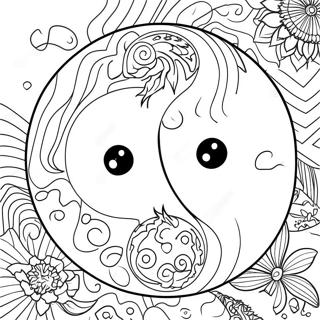 Yin Yang Met Diere Inkleurblad 108364 45328
