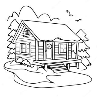 Gemoedelike Januarie Houthuis Inkleurblad 108412-45355