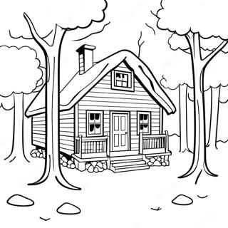 Gemoedelike Januarie Houthuis Inkleurblad 108412-45356