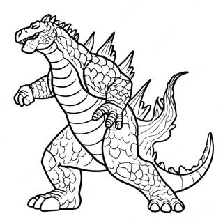 Fierce Godzilla In Aksie Inkleurblad 109468-46239