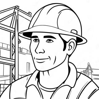 Konstruksiewerker Met Veiligheidshelm Inkleurblad 110575-47104