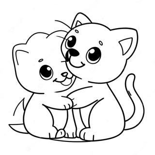 Speelse Hondjie En Kittie Inkleurblad 112675-48763