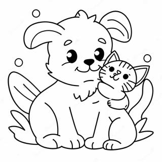 Speelse Hondjie En Kittie Inkleurblad 112675-48764