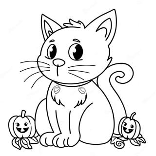 Halloween Swart Kat Inkleurbladsye