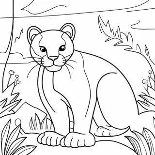Puma Met Levendige Agtergrond Inkleurblad 113657-49653