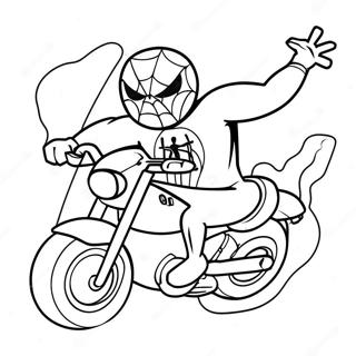 Spiderman Op N Vinige Motorfiets Inkleurblad 114374-50201