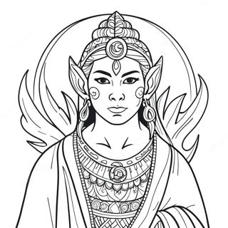 Akaza Met Vurige Agtergrond Inkleurblad 114685-50445