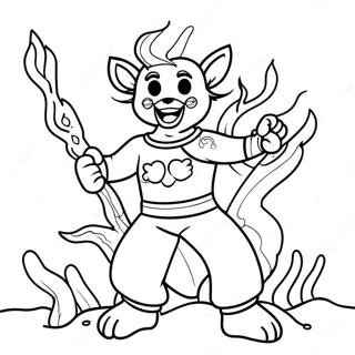 Akaza Met Vurige Agtergrond Inkleurblad 114685-50446