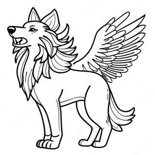 Majestueuse Wolf Met Vlerke Inkleurblad 116284-51681