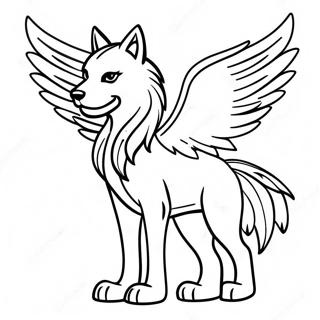 Fantasie Wolf Met Engelagtige Vlerke Inkleurblad 116286 51689