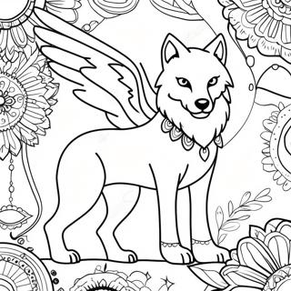 Fantasie Wolf Met Engelagtige Vlerke Inkleurblad 116286 51690