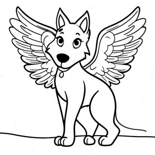 Fantasie Wolf Met Engelagtige Vlerke Inkleurblad 116286 51691