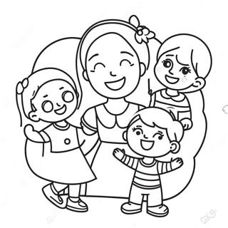 Gelukkige Ma En Kinders Inkleurblad 116518-51871