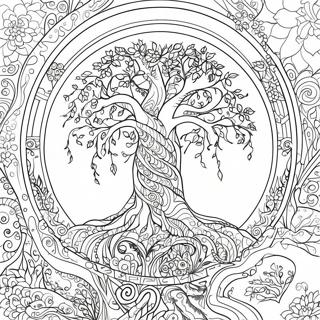 Gedetailleerde Boom Van Die Lewe Inkleurblad 116750-52220