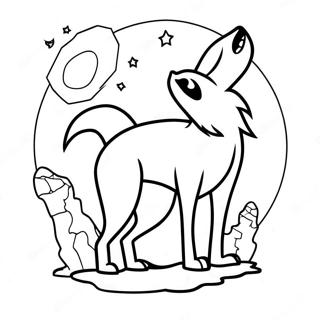 Silhoeet Wolf Teen Die Maan Inkleurblad 116956-52377
