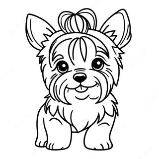 Realistiese Yorkie Met Strik Inkleurblad 118116-53261