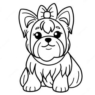 Realistiese Yorkie Met Strik Inkleurblad 118116-53262