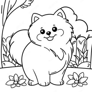 Fluffy Pomeranian In N Tuin Inkleurblad 118575-53732